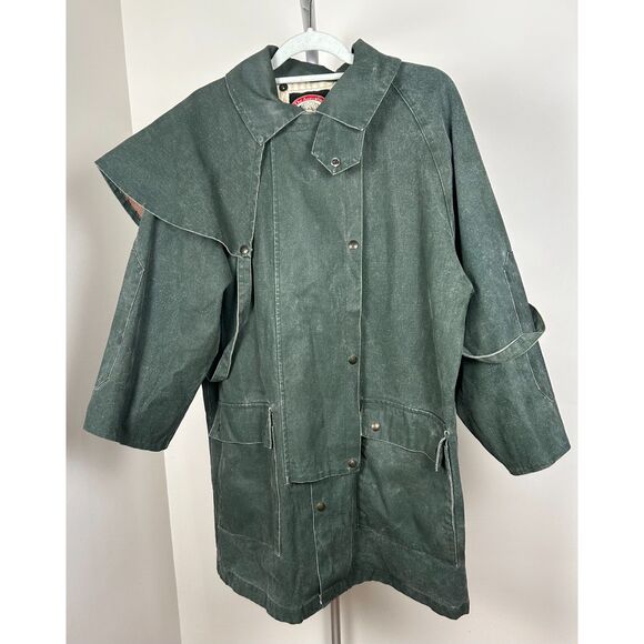 Australian Outback Collection Canvas Duster Jacket Trench Coat Size XL Green - Picture 4 of 11
